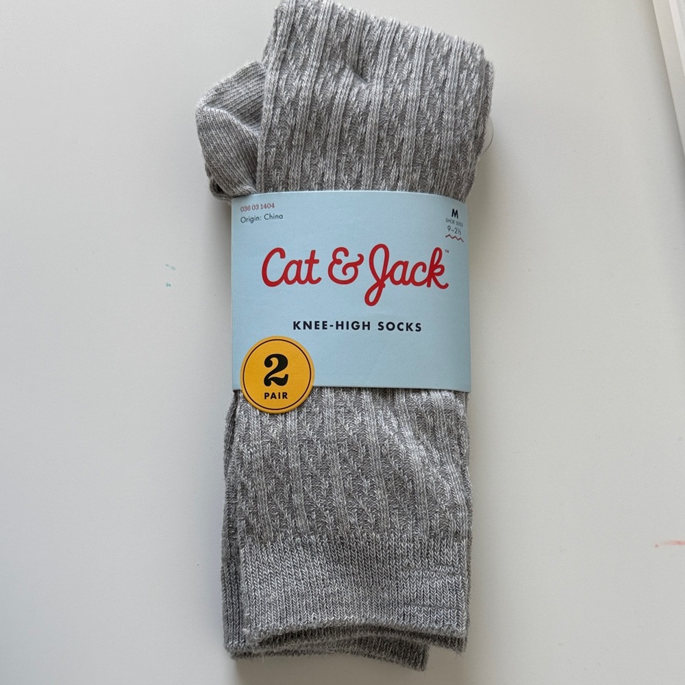 Cat & Jack Light Gray Knee-High Socks - 2 Pack
